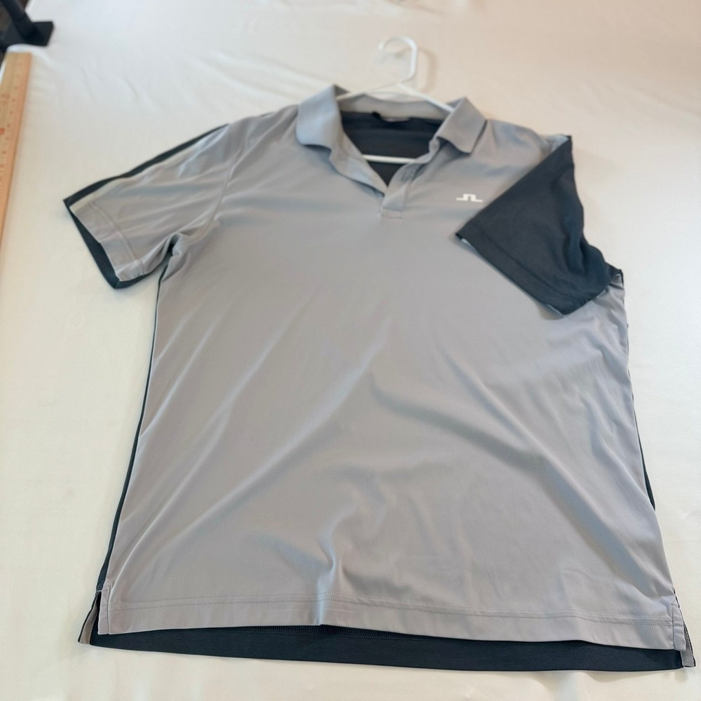 J.Lindeberg Mens Flinn American Golf Polo Shirt Grey Charcoal Large GMJT04507